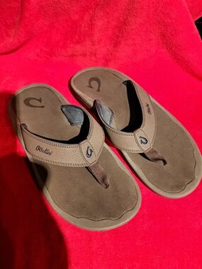 Olukai Brown Suede Flip Flop Sandals